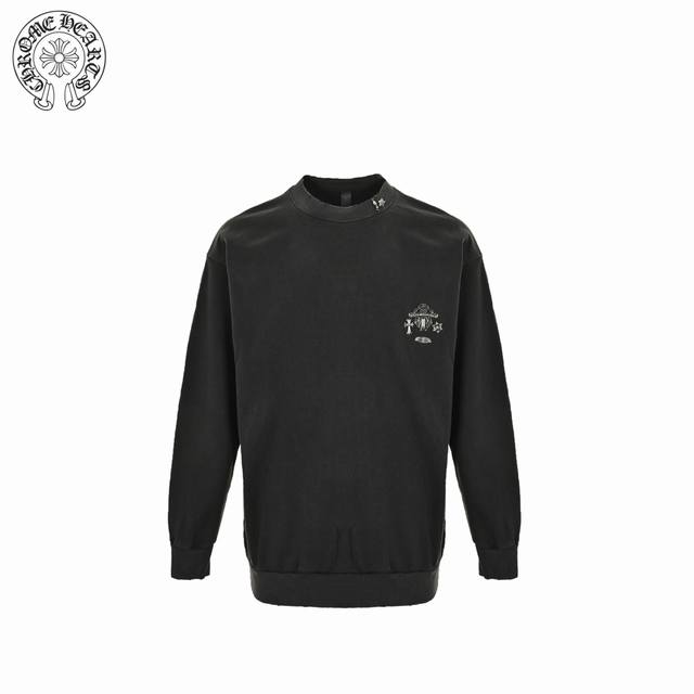 Chrome Hearts 克罗心 水洗重工五金圆领卫衣 采用26支双纱 300克重面料 进口针织针梳棉进行制作，厚度适中，有垂感又有轮廓型，上身就是一个舒适！