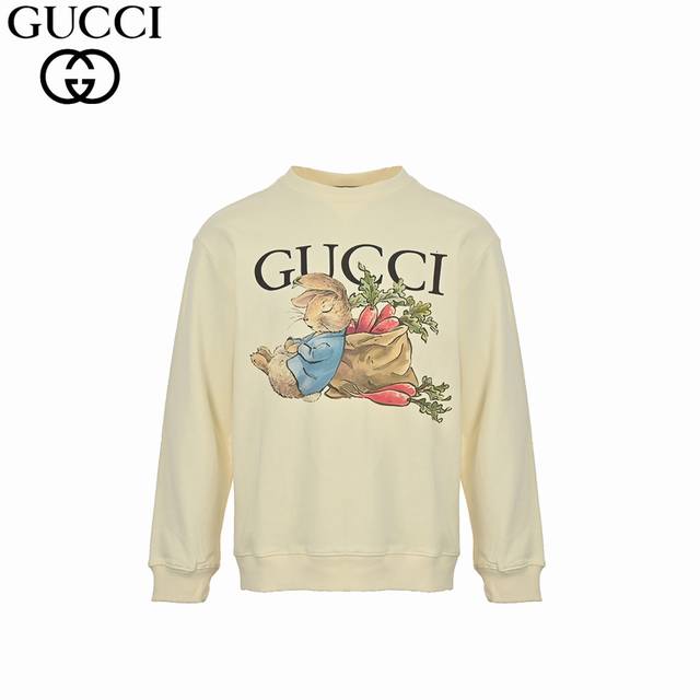 Gucci 古驰 24Fw 趣味卡通系列印花圆领卫衣 420克重纯棉面料毛圈底定制32支2*2螺纹 成衣两遍水洗处理 面料舒适亲肤无异感 定制定染面料 纺织密度