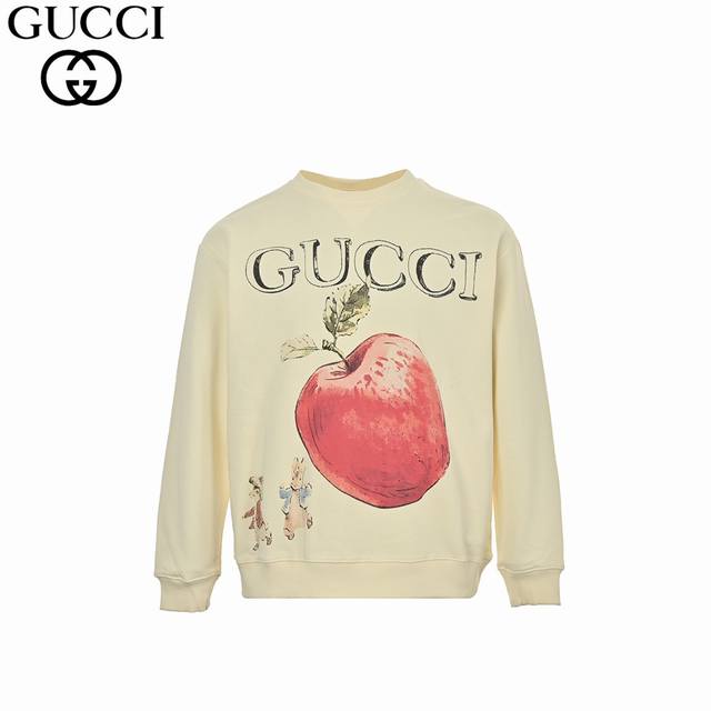 Gucci 古驰 24Fw 趣味卡通系列印花圆领卫衣 420克重纯棉面料毛圈底定制32支2*2螺纹 成衣两遍水洗处理 面料舒适亲肤无异感 定制定染面料 纺织密度