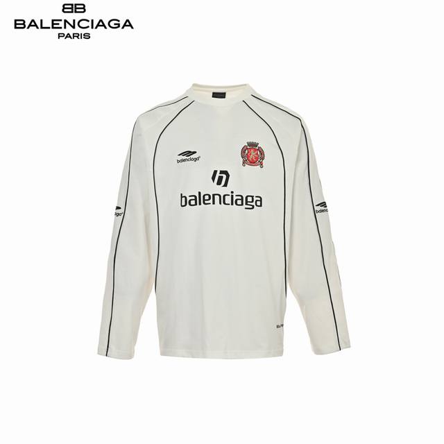 Balenciaga 巴黎世家 24Ss 曼联logo印花长袖t恤 巴黎世家balenciaga曼联24S 拼接球衣 限定长袖300克重 区别市面低克重 Os版