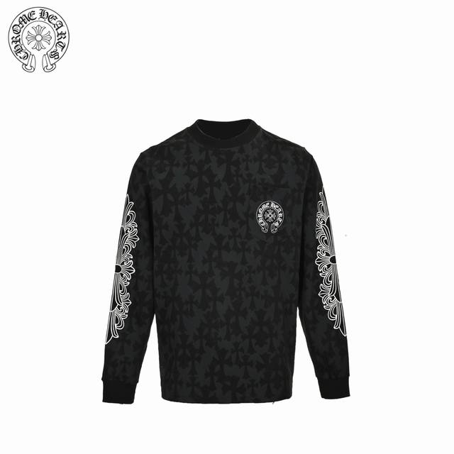 Chrome Hearts 克罗心 24Fw 暗纹十字马蹄花臂长袖t恤 300克重 区别市面低克重 Os版型真的很迷人 克罗心也真的是绝绝子 每一季新品版型都做