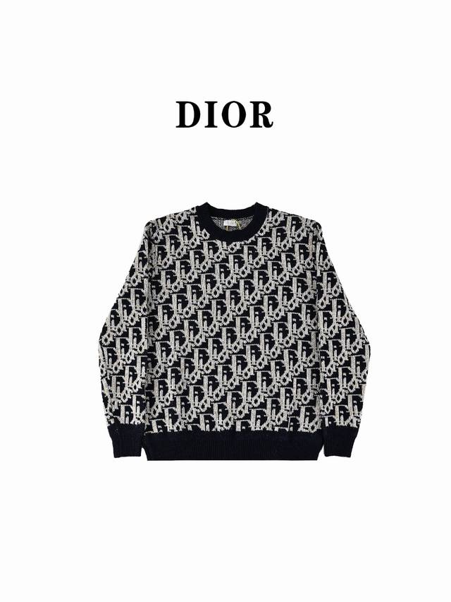 Dior 迪奥 24Fw Cd 老花针织经典logo满印提花圆领毛衣 原版原价11800购入，毛料采用7针进口机编织制造，采用含羊毛含量纱线 纱线定染 花纹经过