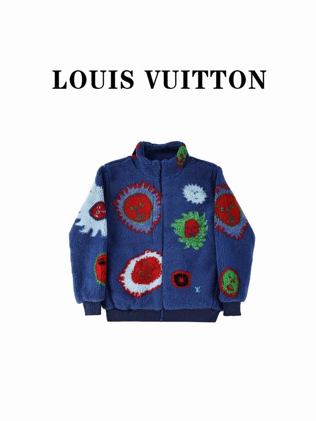 Louis Vuitton 路易威登24Ss Lv X 草间弥生限定联名款彩色羊羔毛外套 内里为定制针织内衬面料 颜色完全一致 外层为羊羔毛面料需要订色染织 然