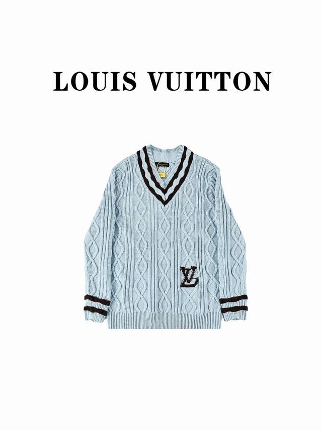 Louis Vuitton路易威登24Ss Lv新款 V领 立体窗花拼色套头毛衣 纱线成份为 30羊毛70%腈纶颜色 ， 定染纱线 ， 需180分 件 ， 此款