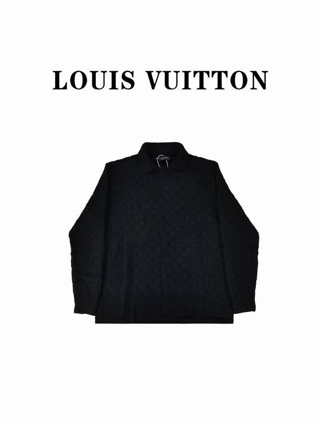 Louis Vuitton 路易威登 24Fw 24Ss 最新款棋盘格翻领针织毛衣 衣身运用进口7针织令士提方格织法完美跟提花工艺 每件耗时要150分钟进口机提