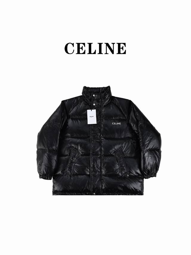 Celine赛琳ce 23Fw 后背大字母logo 印花中长款羽绒服外套 明星同款：黑色巧克力哑光高奢百搭王来了 这个冬天最最最值得入手的一款 抗寒：零下20-