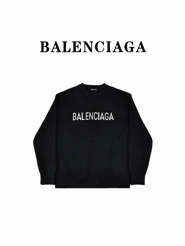 Balenciaga 巴黎世家23Ss秋冬新款胸前logo圆领毛衣 专柜同步上新 订制水洗标 可参照正品 380克大毛圈面料 全套辅料齐全 纹理清晰可见，定制面