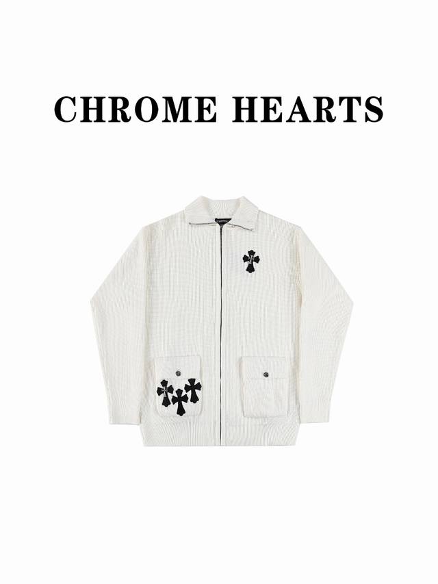 Chrome Hearts克罗心23十字架装饰拉链开衫毛衣 拉链开衫开衫是松软慵懒的宽松版型软而不塌料子采用羊毛材质搭配立体坑纹金属拉链小连帽大身对称实用复古双