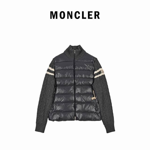 Moncler蒙口24Ss羊毛针织拼接羽绒服 毛衣与羽绒服的拼接设计，既保留了羽绒服的保暖性能，又融入了毛衣的时尚元素，使服装整体既实用又时尚。 材质优质:以高