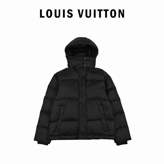 Louis Vuitton路易威登拼接暗纹老花连帽羽绒服 帽子拉链设计可拆卸 Louis Vuitton路易威登新款老花羽绒服 采用压花技术 突显的更大气 超暖