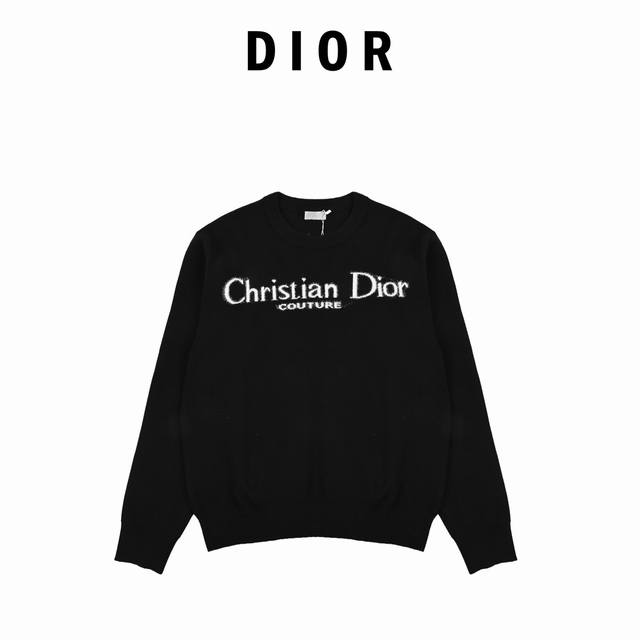 Dior 迪奥 24Fw Cd标语签名字母圆领毛衣 采用混纺材质面料，柔顺保暖，抗起球性能好，采用进口无缝电脑横机全卷边编织，单件机编时间超过90分钟，胚身+成