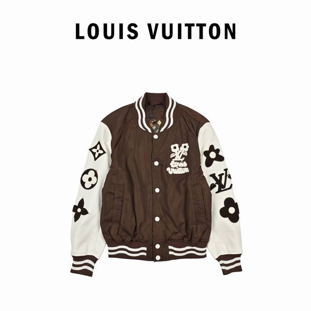 Louis Vuittonx Tyler 24Fw 花卉刺绣拼皮棒球服外套 原49,500购入，面料采用锦纶消光斜纹布精心制作，搭配对比鲜明的老花monogra