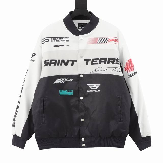 Saint Michael Tears 复古美式棒球服全印vintage棉服外套 Size：M-Xl