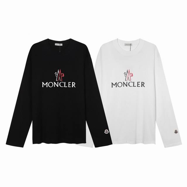 Moncler蒙口新款印花字母长袖 蒙口的品牌logo是m字母与一只公鸡的组合。蒙口的产品以其高性能的材质和时尚的设计而备受推崇，品牌不断追求创新，将高性能材料