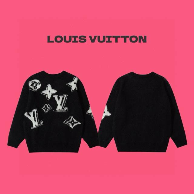 Louis Vuitton Lv 路易威登老花满天星 Logo马海毛针织圆领毛衣-顶级原单版本 Color：黑色 Size：S M L Number：24900