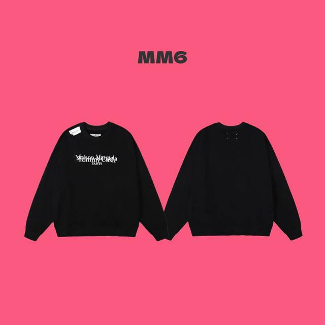 Maison Margiela Mm6 X Tommy 马吉拉 马六经典联名款商标外漏刺绣联名 Logo 字母情侣圆领长袖卫衣-顶级原版 Color：黑色 Si