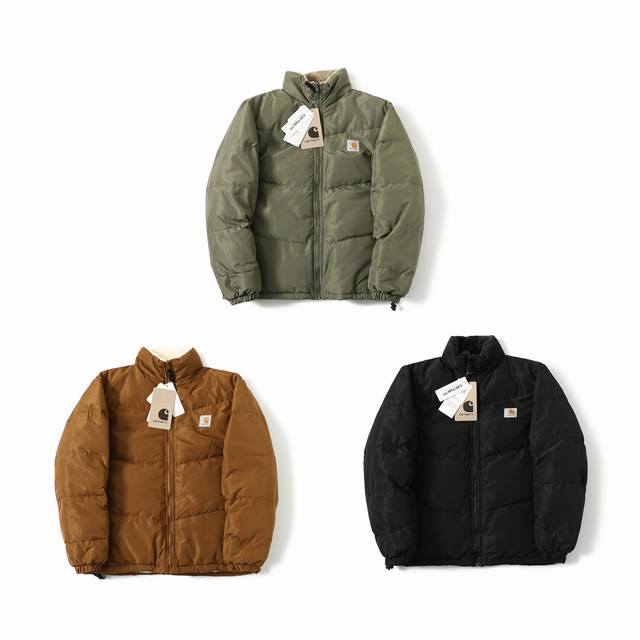 顶级复刻 Carhartt Wip 卡哈特双面穿立领刺绣羽绒服 定制防水尼龙只紧致格面料 定制辅料 双面80%羽绒填充 保暖性很ok！此款采用400G国标90白