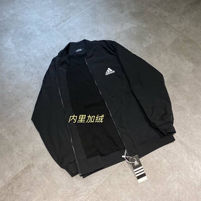 Adidas阿迪达斯 加绒空军飞行夹克棉服拉链外套情侣款 Color: 黑色 Size: M-Xl M 肩宽49 胸围110 衣长70 Cm L 肩宽50 胸围