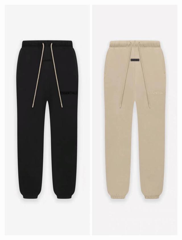 上新 “顶级版本 立体单排硅胶束脚裤 Fear Of God Essentials Sweatpants Fog 第九季立体单排硅胶字母logo束脚卫裤” 内衬