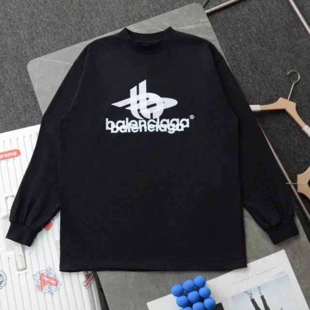 上新 顶级复刻 高端定制 - Balenciaga 巴黎世家 新款双幻影logo长袖卫衣t恤 - 款号：631B15 - 颜色：黑色 白色 - 购入原版开模打造