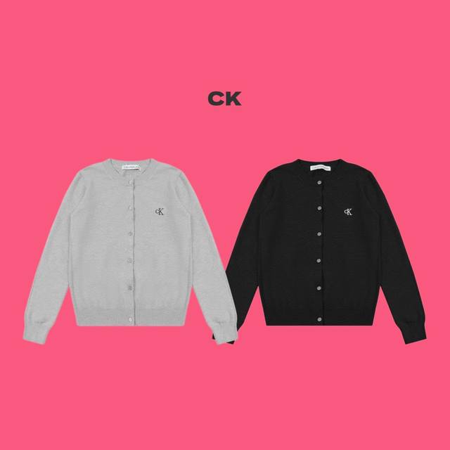 Calvin Klein Ck 经典 刺绣徽标 Logo 情侣圆领羊绒针织开衫-顶级品质 Color：黑色 灰色 Size：M L Xl Xxl Number