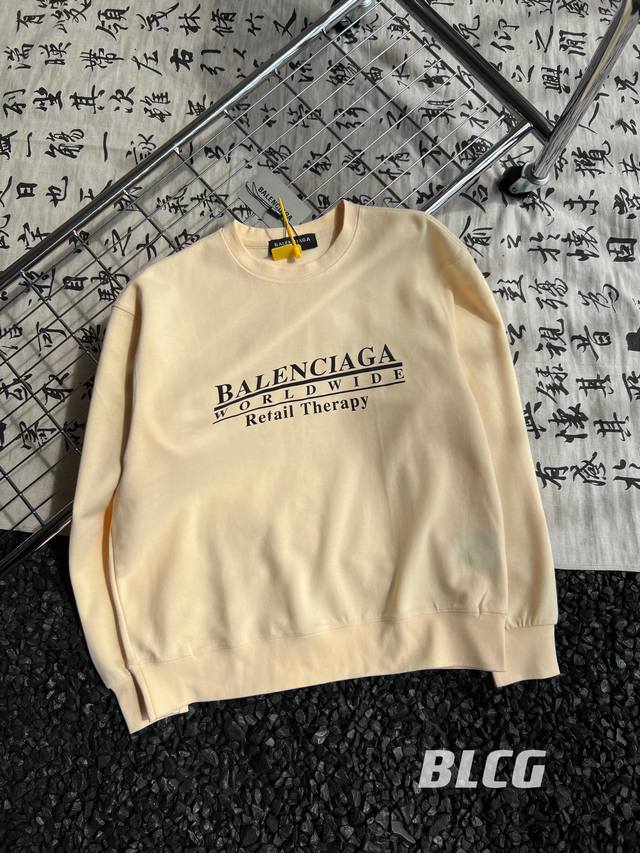 Balenciaga 巴黎世家 23Ss秋冬新款线条字母印花休闲圆领卫衣 - 男女通吃好卫衣，超大品牌标识高清印花工艺！！ 高清印花，舒适不紧绷，三标辅料，做工