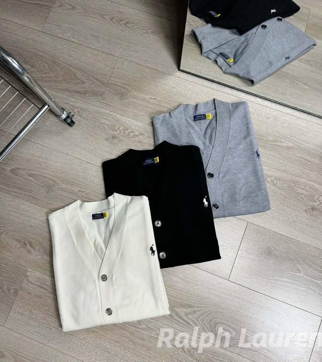 上新上新 高版本 -2024秋冬新款ralph Lauren拉夫劳伦经典三色高版本情侣经典羊毛针织开衫- Color：白 黑 灰 Size：M-Xl 高版本加厚