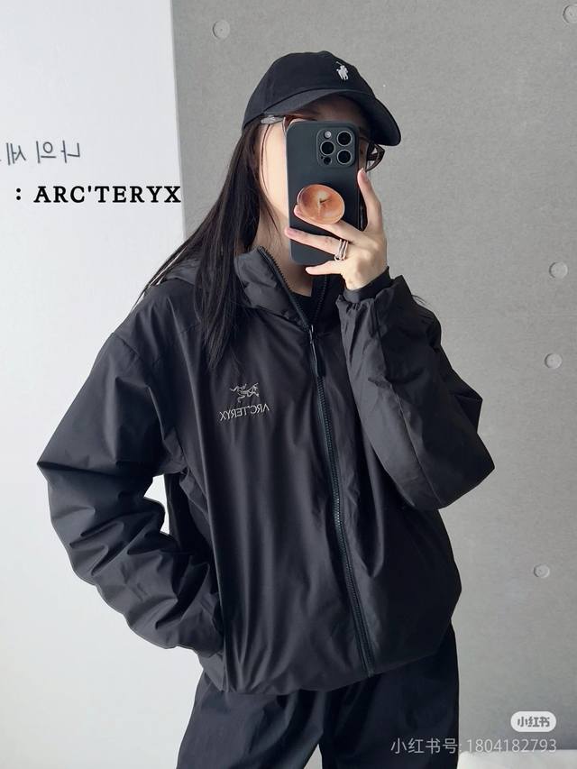 黑银色咨询图 Arcteryx 始祖鸟阿童木冬季轻量防风防水户外冲锋衣 连帽棉服