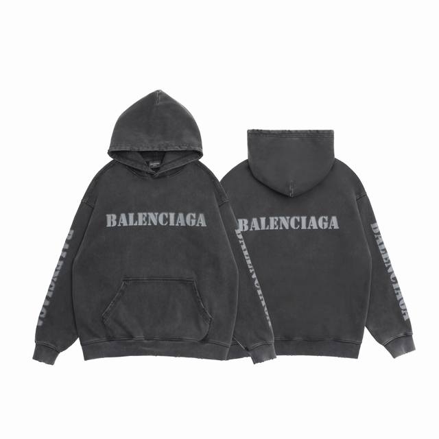 顶级复刻版本 Balenciaga 巴黎世家新款重工做旧网点水洗手工破坏连帽卫衣帽衫 面料: 重磅450克定制高密度大毛圈水洗棉，随意对比 一比一定制新款巴黎世