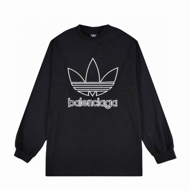 顶级复刻版本 Balenciaga 巴黎世家联名阿迪达斯adidas胸口刺绣卫衣长袖t恤 款号：631B19 面料: 日本精细棉料，质感细腻润滑 辅料: 原版吊