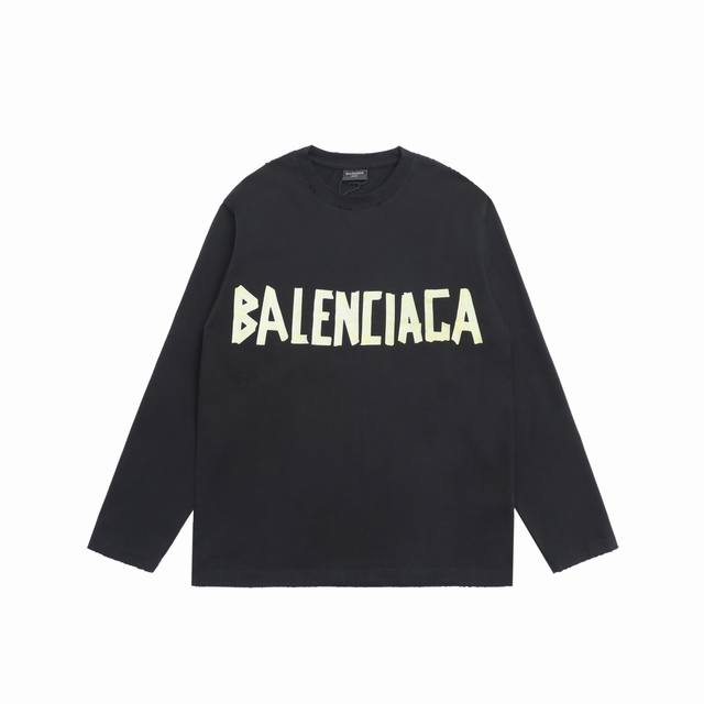 顶级复刻版本 Balenciaga 巴黎世家胶带拉浆卫衣长袖t恤 面料: 日本精细棉料，质感细腻润滑 辅料: 原版吊牌辅料 全套新款巴黎世家辅料 男女同款均可驾