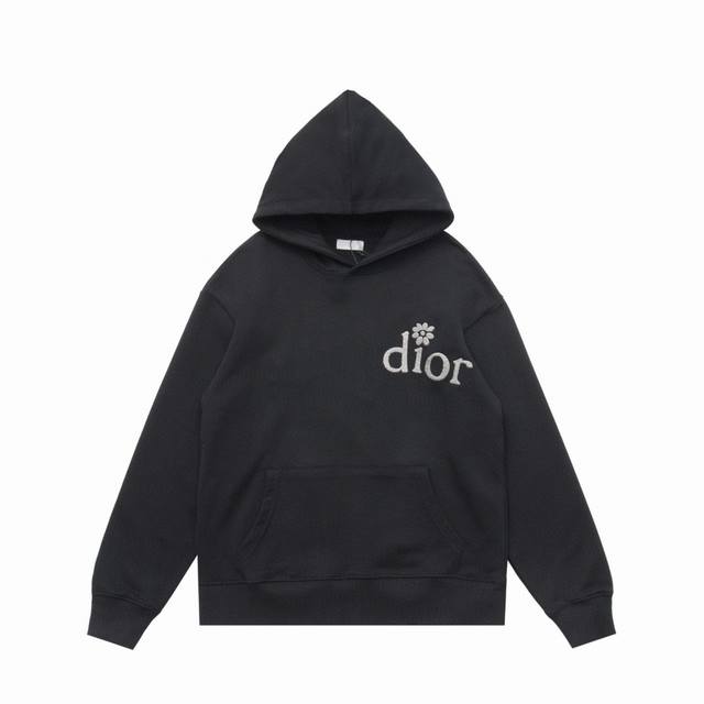 顶级复刻版本 Dior 迪奥经典款花朵立体刺绣休闲连帽卫衣帽衫 款号：68015 面料: 定制450克博麟毛圈双股面料 全套原版dior辅料 男女同款均可驾驭