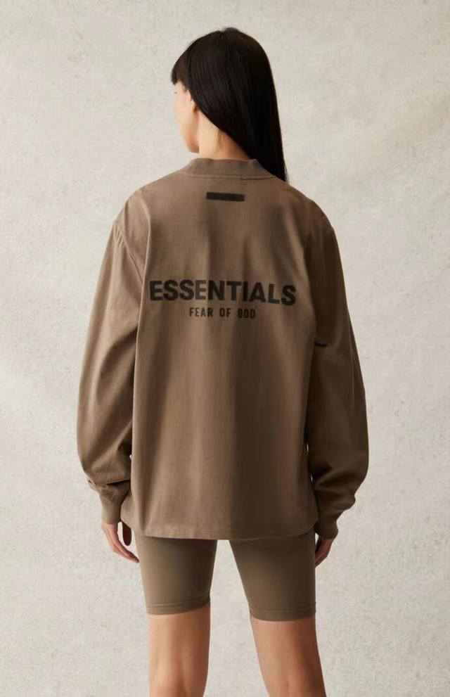 上新 长袖 “完美复刻fear Of God 复线 Essentials 第七季新款背后压胶字母长袖t恤 ” 顶级过验版本 Oversize版型男女同款 ！熟悉