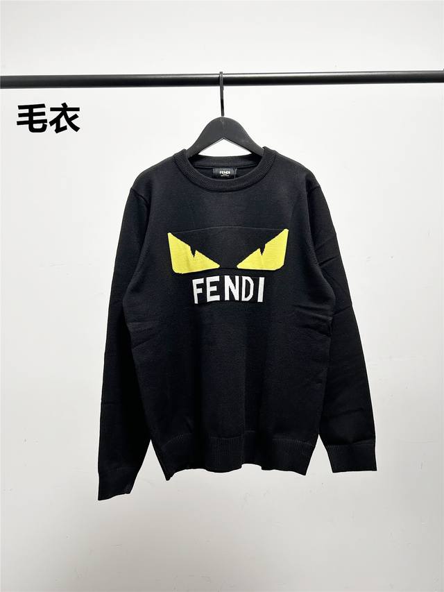 Fendi 芬迪小怪兽毛衣！柜子新款眼睛品牌logo字母休闲圆领毛衣 辅料: 原版吊牌辅料 全套新款辅料 男女同款均可驾驭 秋冬新款情侣款毛衣 最新品牌元素螺纹