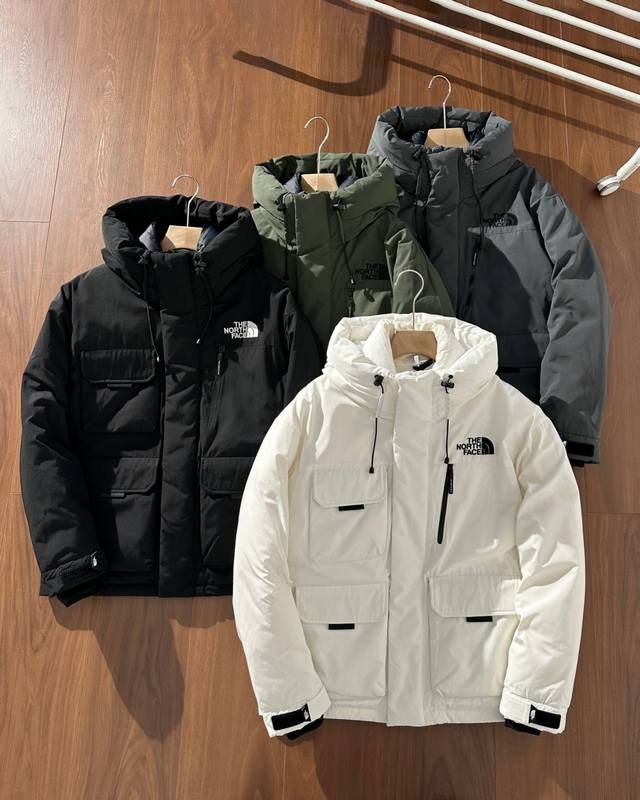 工装羽绒服the North Face 北面四色刺绣logo工装多口袋面包工装防风防水男女情侣款连帽羽绒服外套nj1D 顶级原版复刻版本就是指目前国内最高版本