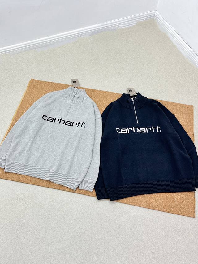 上新 Carhartt Wip 卡哈特 经典wip 阔版 半拉链立领针织衫 Zp一致对版用料 定染 专柜同步在售 情侣款 男女均可驾驭 整衣纯手工套口工艺 区别