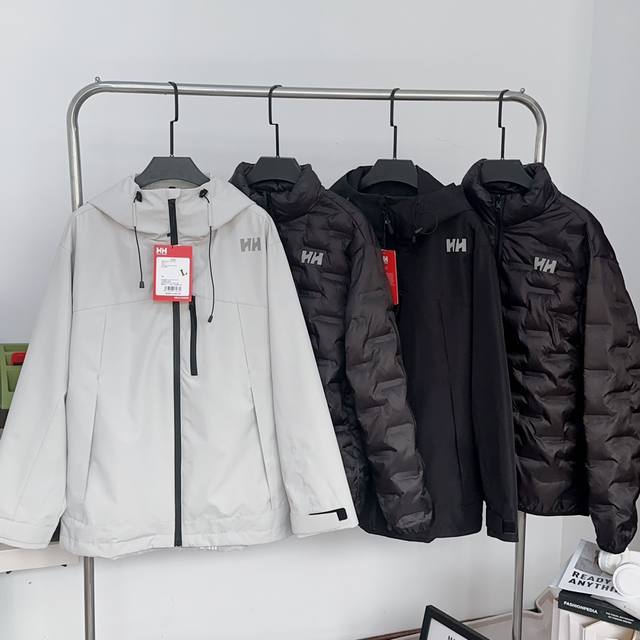 顶级版本 内胆可拆卸 Helly Hansen ｜Hh海丽汉森三合一硬壳冲锋衣夜光羽绒服！情侣款！ Hh 情侣款户外防风防雨专业登山服硬壳冲锋衣羽绒服，三合一冲