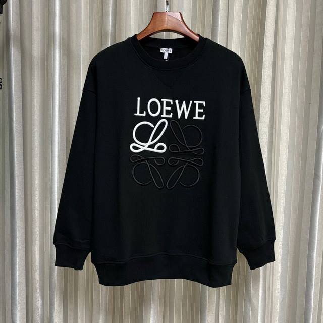 Lowew 罗意威，2024秋冬季新品 经典logo刺绣圆领长袖卫衣男女同款！ 采用定制400G原版厚重双股双纱纯棉面料,同缸无色差罗纹，高级撞白洗水工艺不掉色