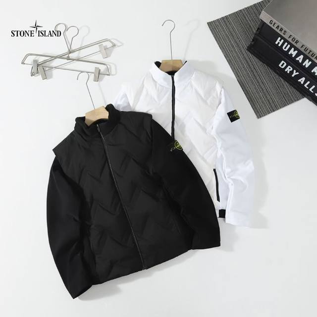 Stone Island石头岛 专柜品质 90#大朵白鸭绒冬季高阶假两件羽绒服户外羽绒外套 男女情侣款 网络线上 海内外人气爆款∽ 采用新颖独特健康呼吸面料 立