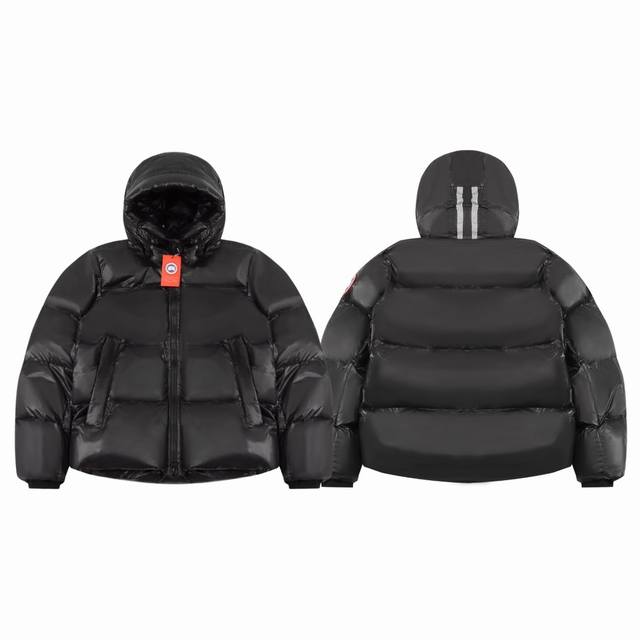 Canada Goose 加拿大鹅 Crofton Puffer 系列经典红标情侣高领连帽羽绒服-代购级品质 Color：黑色 Size：M L Xl Xxl