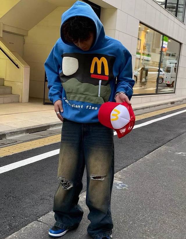 顶级版本cpfm × Mcdonald'S Cpfm麦当劳联名路灯发泡印花加绒连帽卫衣 情侣款 真顶级重磅硬货来袭，半成品重工拼接立体发泡印花，支持随意对比品质