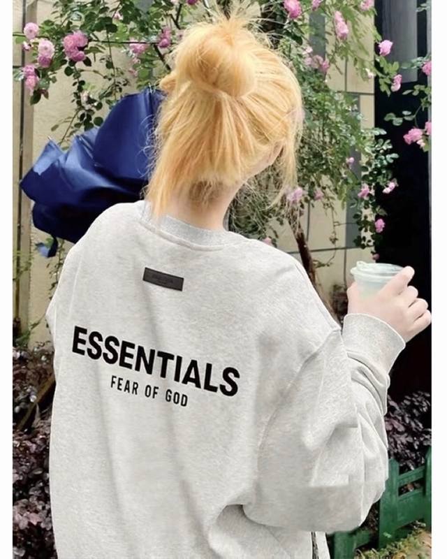 顶级版本 Fog Fear Of God Essentials复线植绒字母重磅高街加绒圆领卫衣 情侣款 顶级复刻，原版原包装，不惧battle，实力口碑硬货，Z