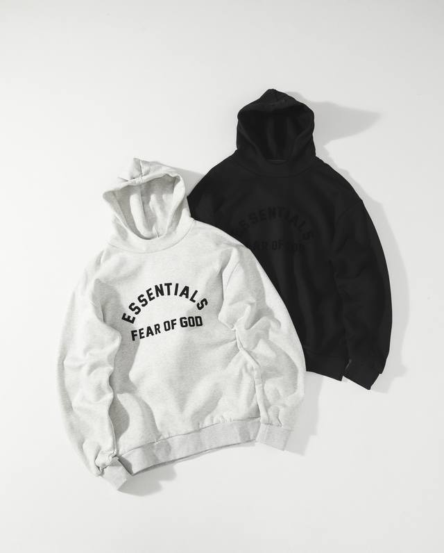 顶级版本 Fog Fear Of God Essentials复线圆弧硅胶植绒重磅加绒连帽卫衣 情侣款 真重工好货，原版原黑袋包装，支持随意对比，不满意随意退换