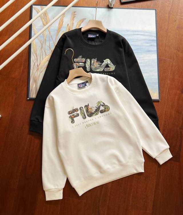 加绒款，Fila X 卢梭斐乐官方男子套头加绒圆领卫衣2024冬季新款圆领长袖上衣！ 艺术美学，呈现视觉盛宴。将艺术家作品融合fila Logo图案增添深邃艺术