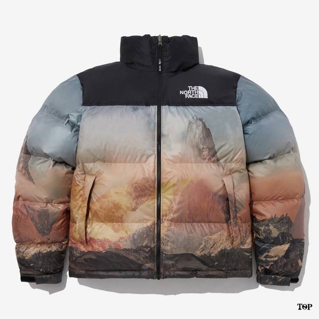 The North Face2024韩国专柜冬季新品 限量款1996羽绒服日照金山 迷雾森林 90白鸭 1：原版一比一设计利灵感采用暗夜森林 日照金山满印全身，