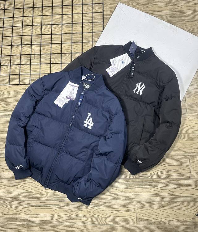 New Era纽亦华冬季新款mlb圆领梭织面包羽绒服情侣款 2024专柜同步发售 Ny洋基队mlb明星同款情侣纯色短款面包羽绒服 精工刺绣 左胸处纽约洋基队队徽