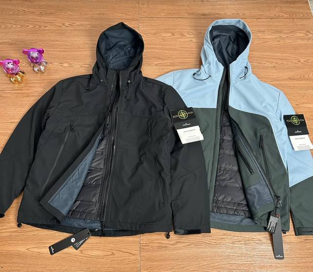 Stone Island 石头岛拼接软壳三合一羽绒内胆机能冲锋衣羽绒服 甄选品质 实拍可见 面料采用高品质优质三防正品软壳冲锋衣面料 可拆卸穿搭 可外套 可羽绒