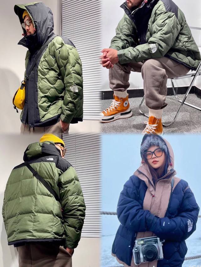 Tnf丨北面 The North Face Ue先锋设计系列 徽标刺绣男女款连帽羽绒服. ￥￥：6000+. 颜色：绿色 深蓝色. 材质：40Dwr格子四级防水