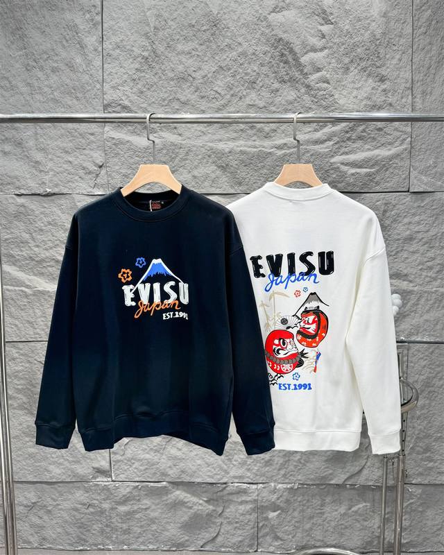 Evisu 福神冬季新款加厚480G抓绒圆领卫衣休闲情侣款dt942 顶级版本，细节版本1:1复刻 重磅专柜最新款！走一波！绝对私房牛货！480G高克重加厚抓绒