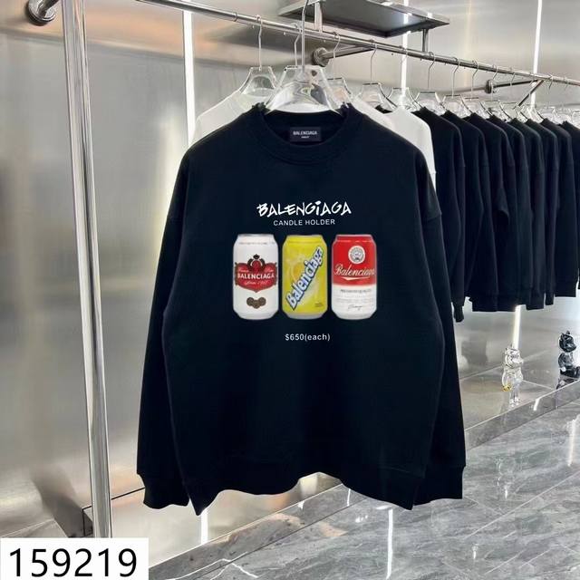 加绒款+10 Balenciaga巴黎世家经典款全棉加厚320G休闲圆领套头卫衣 扫码芯片过验版本 159219 包含得物防伪卡 全套包装 高品质 下单即得各大